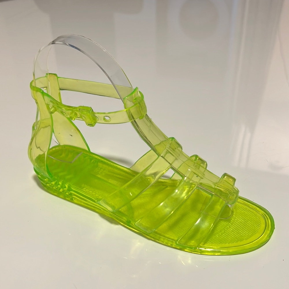 Jelly Sandals 90’s style, adjustable ankle strap, Lime Green Sz 5